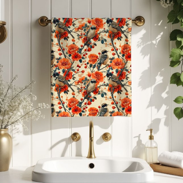 Gift Idea for Grandparents Fall Birds Bath Towel Badhandtuch Set (Best Gift for Grandparents Fall Birds Bath Towel)