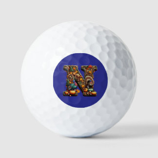 Gift Letter N Thanksgiving style Golfball