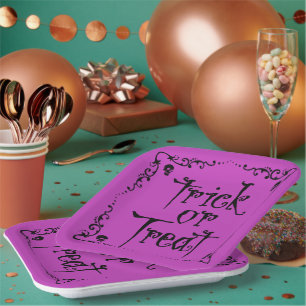 Gift Lila Trick oder Behandlung Pappteller