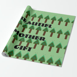 GIFT _MOTHER_LETTER_TREE_GREEN_SAGE_BROWN_BLACK GESCHENKPAPIER