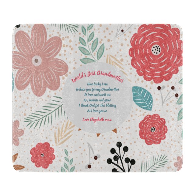 GIFT - Oma Gedichte von Großkindern - CUSTOM Schneidebrett (Vorderseite)