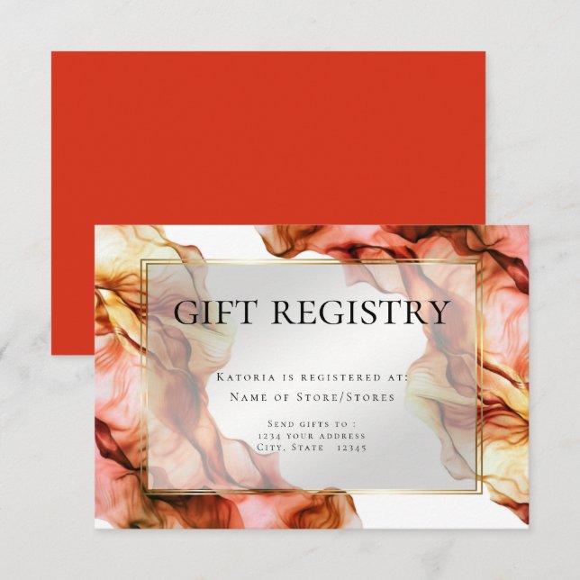 Gift-Registrierung | Abstrakte Aquarellfarben Herb Einladung (Vorne/Hinten)