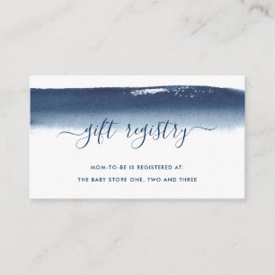 Gift Registry Boy Baby Shower Navy Blue Watercolor Begleitkarte