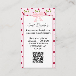Gift Registry Cherry Baby Shower QR Code Begleitkarte