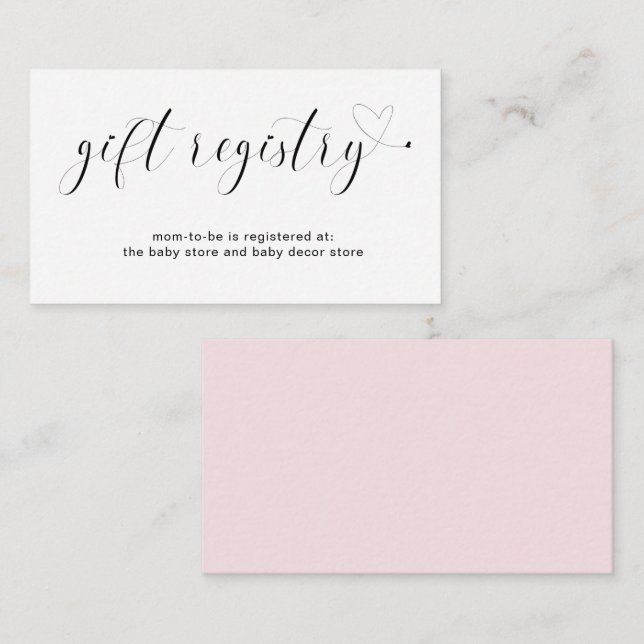 Gift Registry Herz Pink Niedlich Girl Baby Dusche Begleitkarte (Vorne/Hinten)