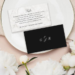 Gift Registry Honeymoon Wedding Monogram Marmor Begleitkarte<br><div class="desc">Vollständig editierbare Beipackkarte für Geschenke,  Anfahrtsbeschreibung,  Unterkunft etc.; alle Hochzeitsdetails,  die Sie als Visitenkarte zu Ihrer Hochzeitssuite hinzufügen müssen. Vorne Marmorstruktur,  auf der Rückseite Monogramm. In Schwarz-Weiß-Basic und elegant dargestellt.</div>