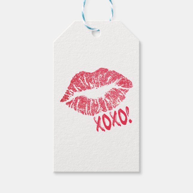 Gift-Tag, Lips xoxo. Geschenkanhänger (Vorderseite)