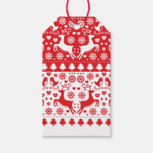 GIFT TAG SCANDINAVIAN CHRISTMAS PATTERN REINDEIN GESCHENKANHÄNGER