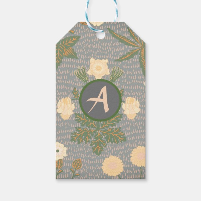 GIFT TAG WILLIAM MORRIS CUSTOM INITIAL GESCHENKANHÄNGER (Vorderseite)