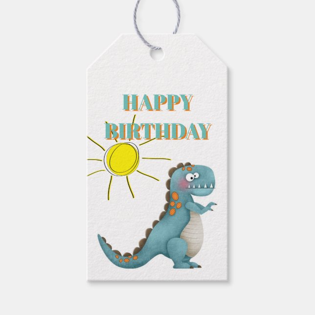 Gift Tags - Blue Dino Geschenkanhänger (Vorderseite)