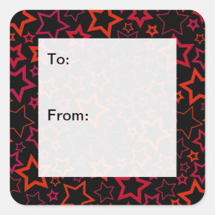 Gift-Tags für Rote und Schwarze Sterne Quadratischer Aufkleber