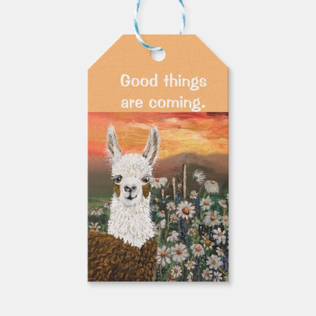 Gift Tags Gute Dinge kommen Mama Llama Geschenkanhänger (Vorderseite)
