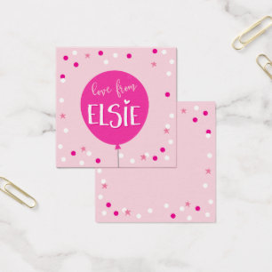 GIFT TAGS niedliche Geburtstag Rosa Ballon Konfett