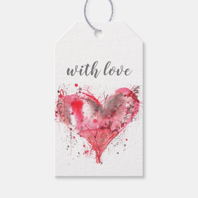 Gift Tags - Red Splattered Heart Geschenkanhänger (Vorderseite)
