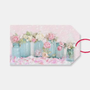Gift Tags - Shabby Chic Rose Blauglas Geschenkanhänger