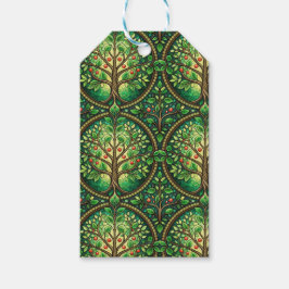Gift tags with a lush, green tree pattern geschenkanhänger