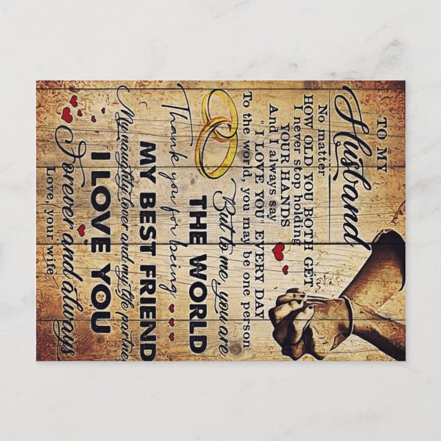 Gift To My Husband, Love Quotes Letter Postkarte (Vorderseite)