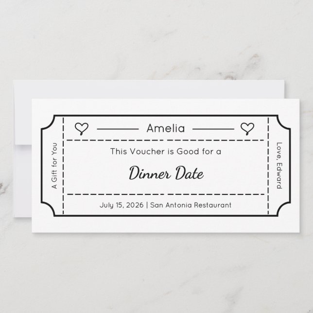 Gift Voucher, Custom Gift Ticket Card Karte (Vorderseite)