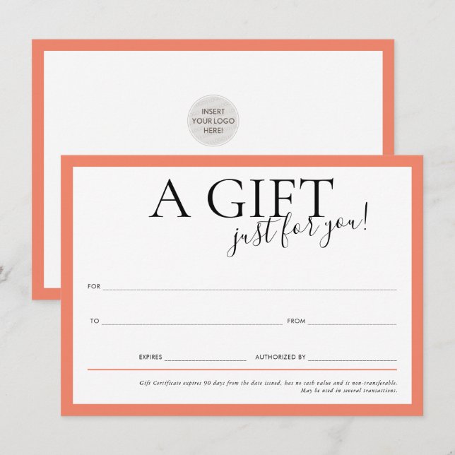 GIFT VOUCHER elegante, moderne und schicke Busines Einladung (Vorne/Hinten)