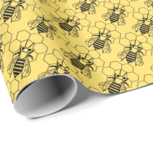 Gift Wrap - Biene auf Honeycomb Geschenkpapier