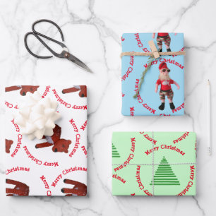 Gift Wrap - Frohe Weihnachten, Hirsch und Baum Geschenkpapier Set