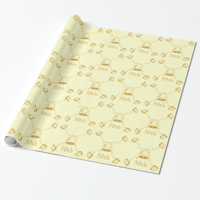 Gift Wrap - Goldene Jubiläumsglocken Geschenkpapier (Ungerollt)