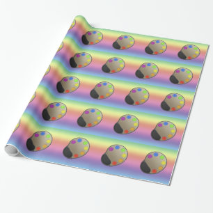 Gift Wrap - Malerpalette auf Rainbow-Hintergrund Geschenkpapier