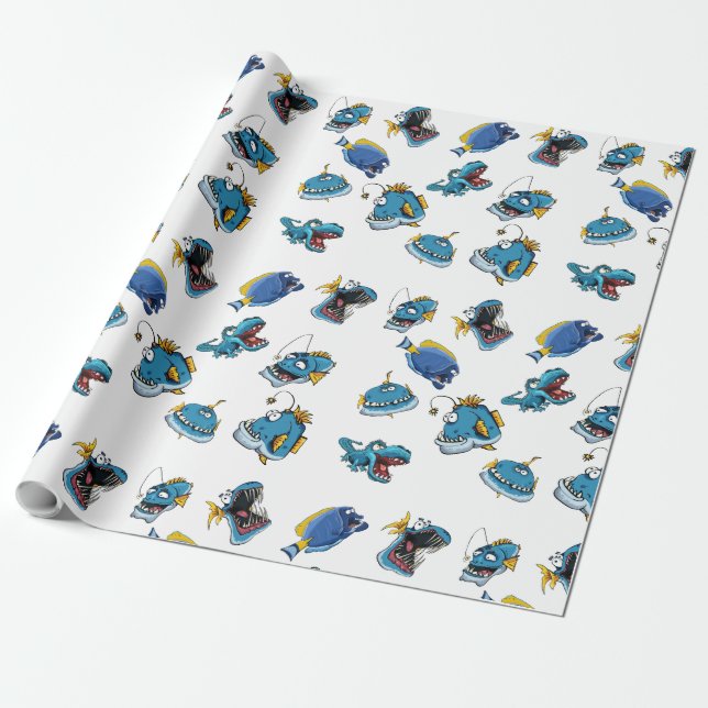 Gift Wrap Paper Funny Sea Fish Monsters Schwanz Ki Geschenkpapier (Ungerollt)