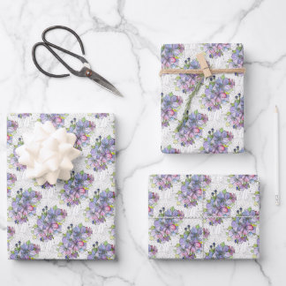 Gift Wrap Paper Sheets - Lavender & Pink Flowers Geschenkpapier Set