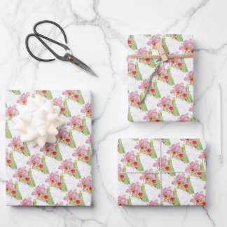 Gift Wrap Paper Sheets - Pink Orchid Geschenkpapier Set