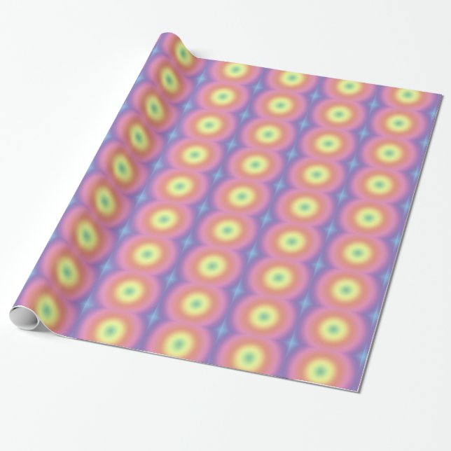 Gift Wrap - Rainbow Circles mit Blue Geschenkpapier (Ungerollt)