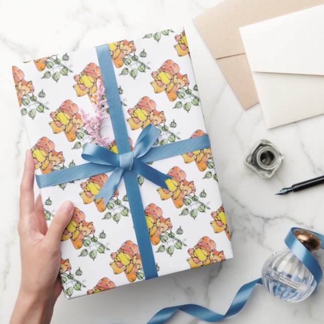 Gift Wrap Roll - NGA Watercolor Orange Rose Geschenkpapier (Schenken)