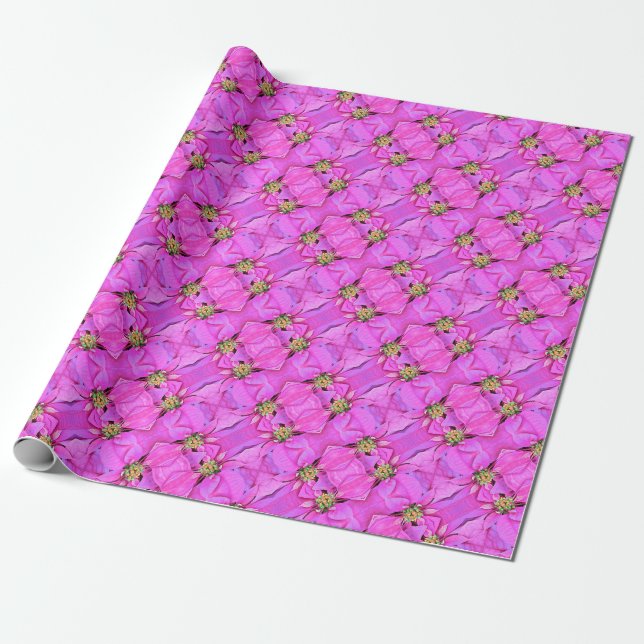 Gift Wrap Roll Pink Poinsettias Geschenkpapier (Ungerollt)