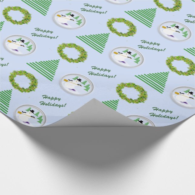 Gift Wrap - Snowglobe, Baum, Kranz, Happy Holiday Geschenkpapier (Ecke)
