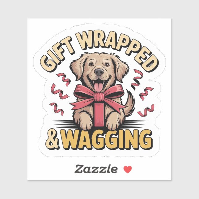 Gift Wrapped & Wagging - Golden Retriever Christma Aufkleber (Blatt)
