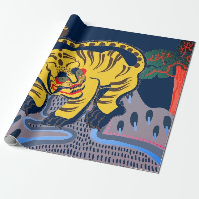 GIFT WRAPPING CHINESE TIGER  GESCHENKPAPIER (Ungerollt)