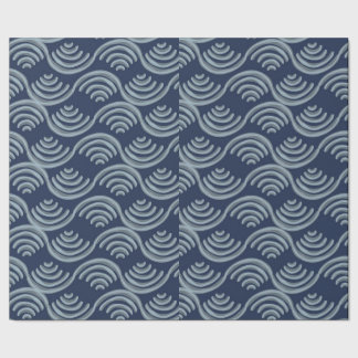 GIFT WRAPPING PAPER BLUE JAPANESE WAVE PATTERN GESCHENKPAPIER