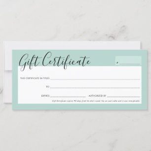 GIFT-ZERTIFIKAT elegante Minze grün Rose Gold