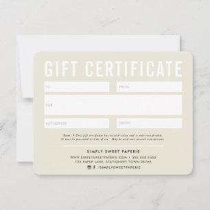 GIFT ZERTIFIKATE moderne Business-Creme Elfenbein 