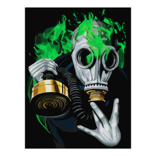 Giftgasmaske: Neonflames Fotodruck