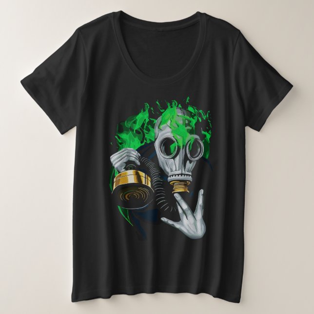Giftgasmaske: Neonflames Große Größe T-Shirt (Design vorne)
