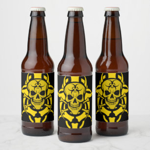Giftgrinsen-Bio-Gefahrenschädel Bierflaschenetikett