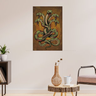 Giftige mehrköpfige Schlangen-Kreatur Poster
