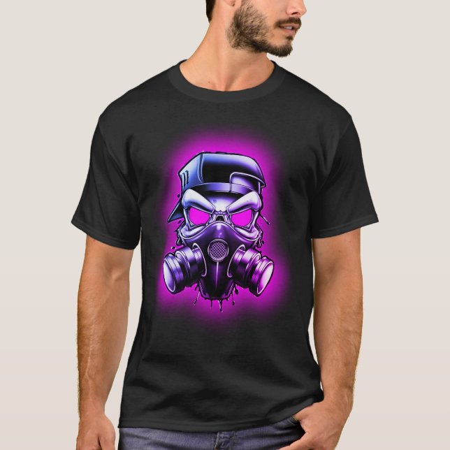 Giftige/radioaktive Schädelgasmaske T-Shirt (Vorderseite)