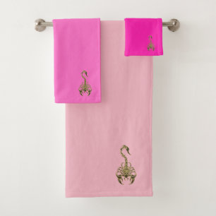 Giftiger Scorpion, Gold, sehr giftig (pink) Badhandtuch Set