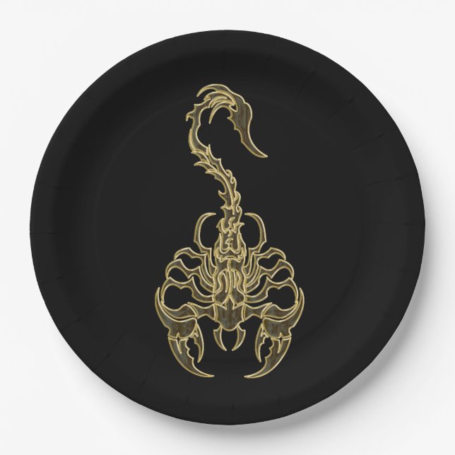 Giftiges Insekt des Goldgiftiges Skorpions sehr Pappteller (Vorderseite)