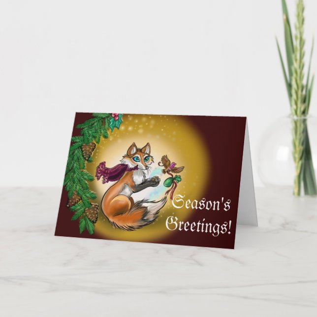 Gifting Fox Holiday Feiertagskarte (Vorderseite)