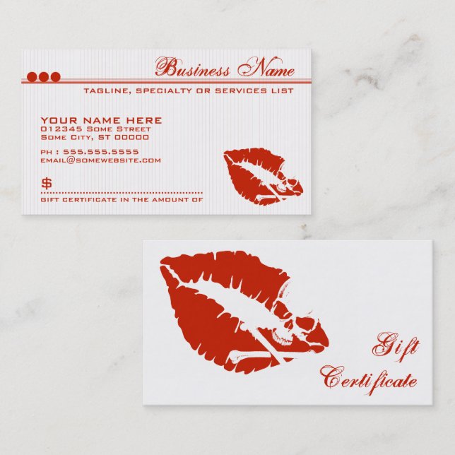 GiftlippenGeschenkgutschein Rabattkarte (Vorne/Hinten)