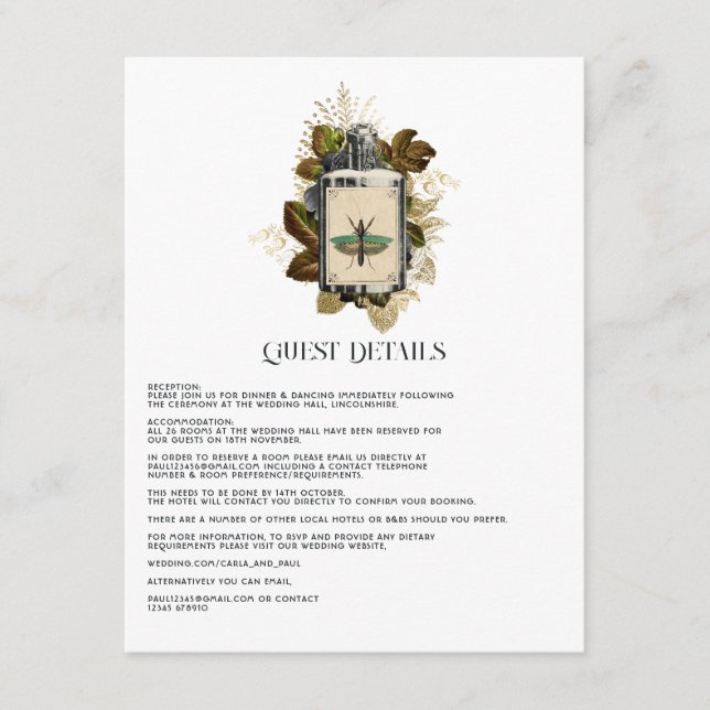 Giftlotion Halloween Gothic Gastdetails Begleitkarte (Vorderseite)