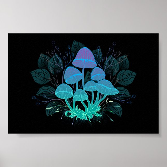 Giftpilze in Büschen Poster (Vorne)